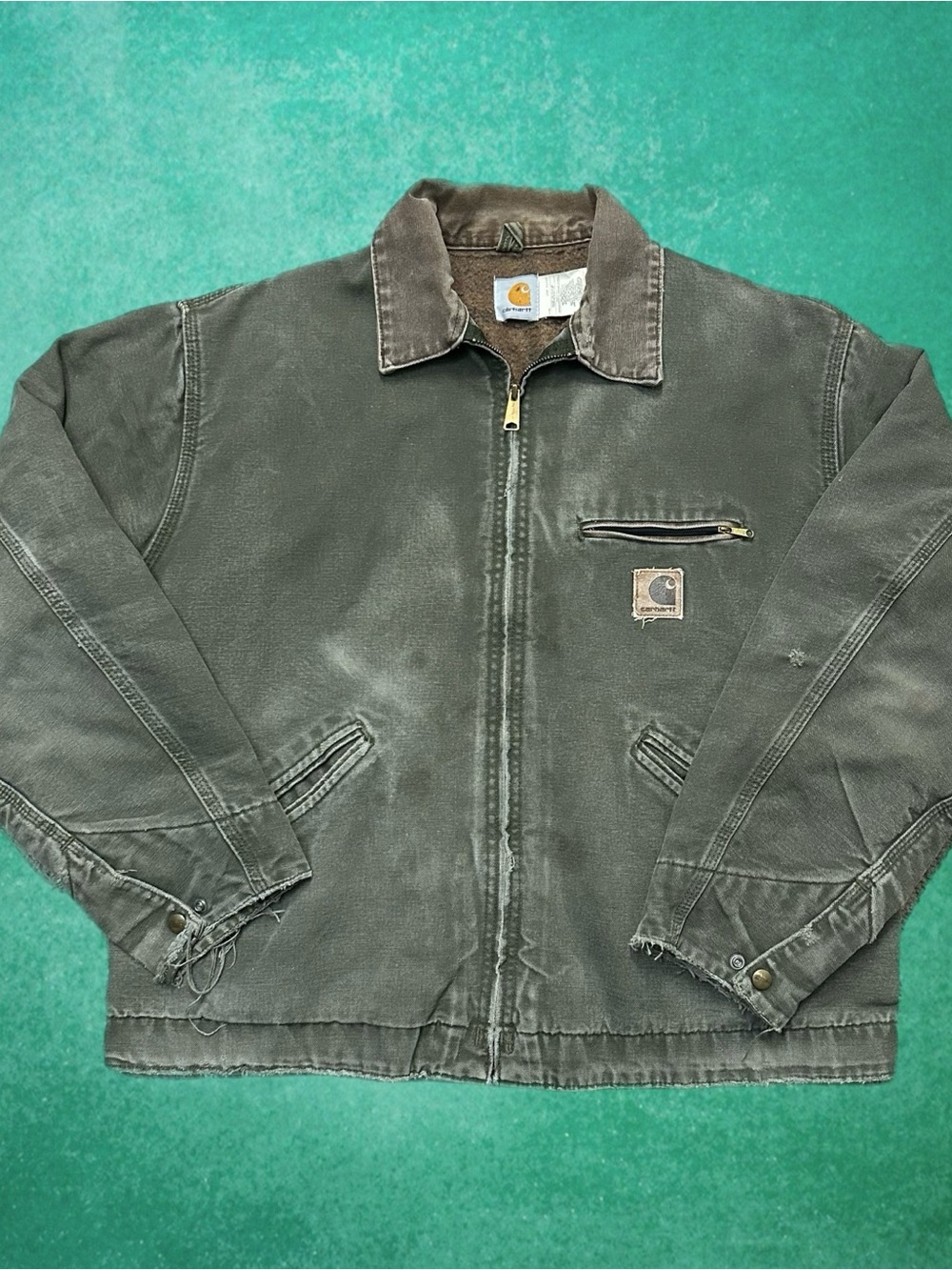 Vintage Blanket Lined Detroit Carhartt Moss Green Jacket
